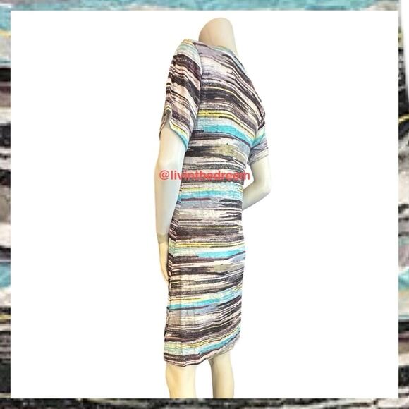 NWT David Cline V-Neck Short Sleeve T-Shirt Dress SZ Small Black Stripe $119 - Picture 6 of 15